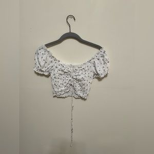 Garage floral off the shoulder crop top, size medium